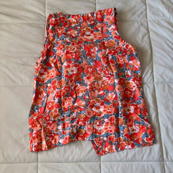J Crew Womens Top Gray Orange Floral Blouse Shirt Sleeveless 100% Silk Size 4 - Picture 4 of 5